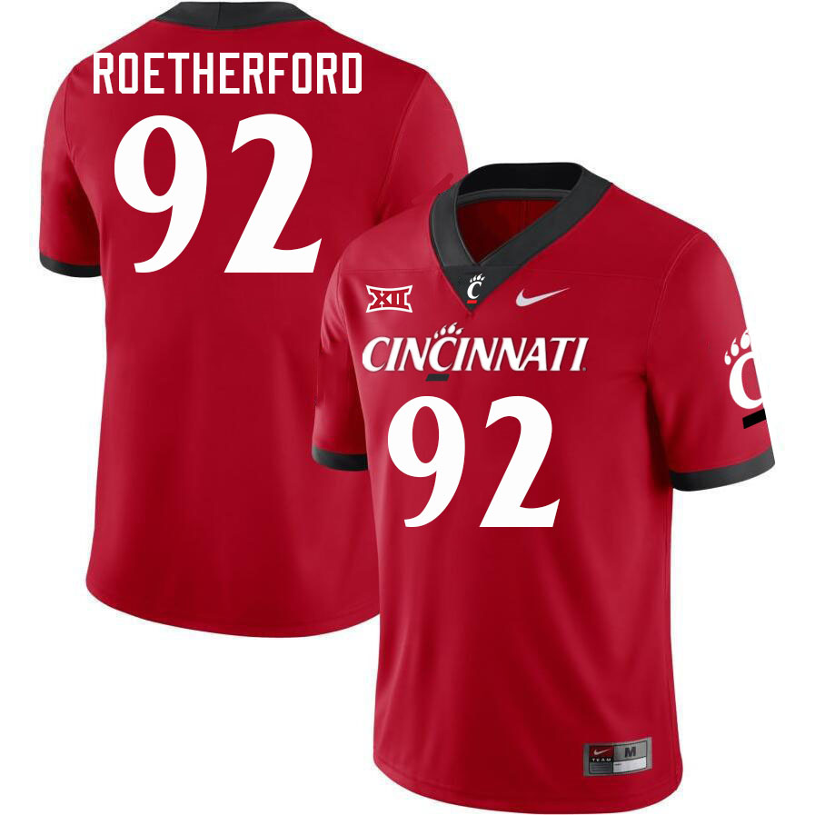 Cincinnati Bearcats #92 Cam Roetherford College Football Jerseys Stitched-Red